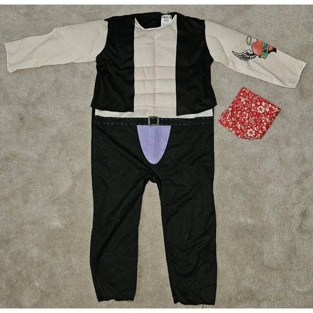 Lil Big Biker Costume PMG Halloween Toddler 3T-4T Coverall Headscarf